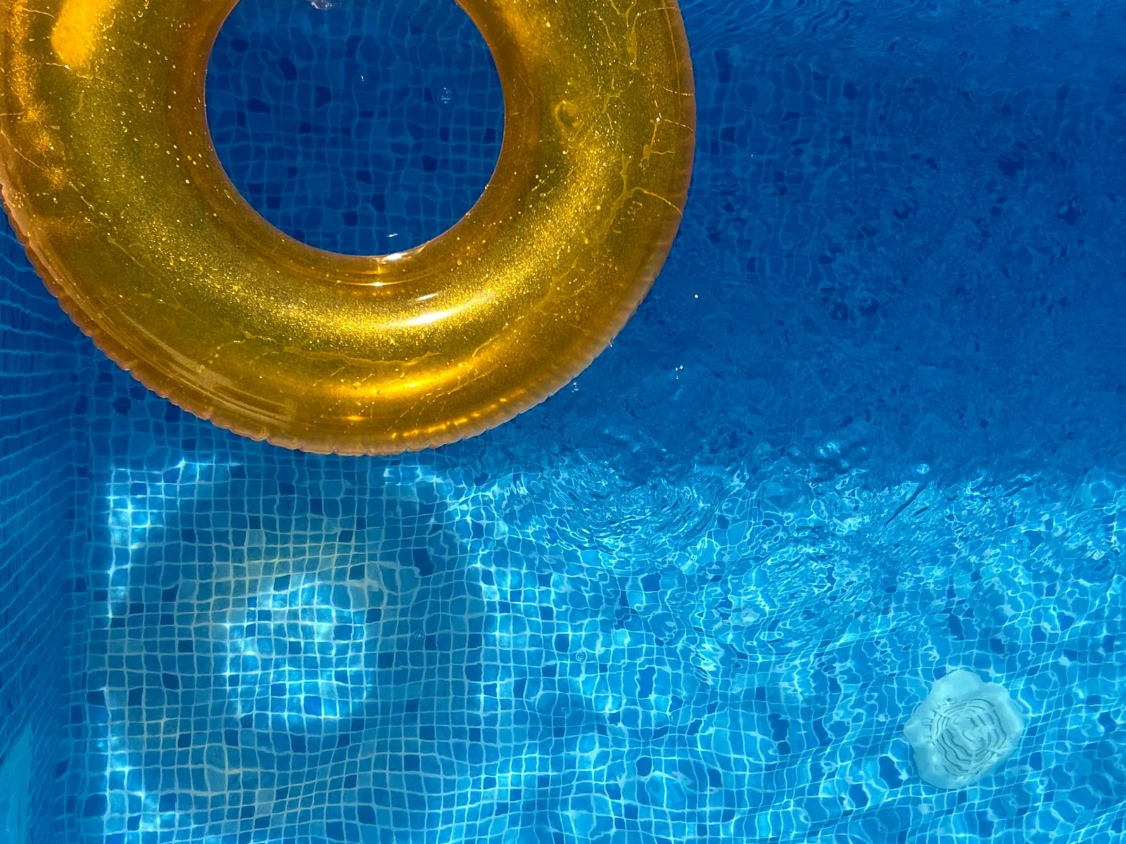 Close-up of pool water and coping showing build quality and finish options